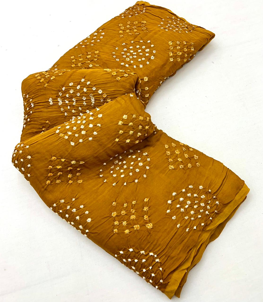 Corn Yellow Pure Bandhni Zari Pallu Modal Soft Silk Saree With Blouse