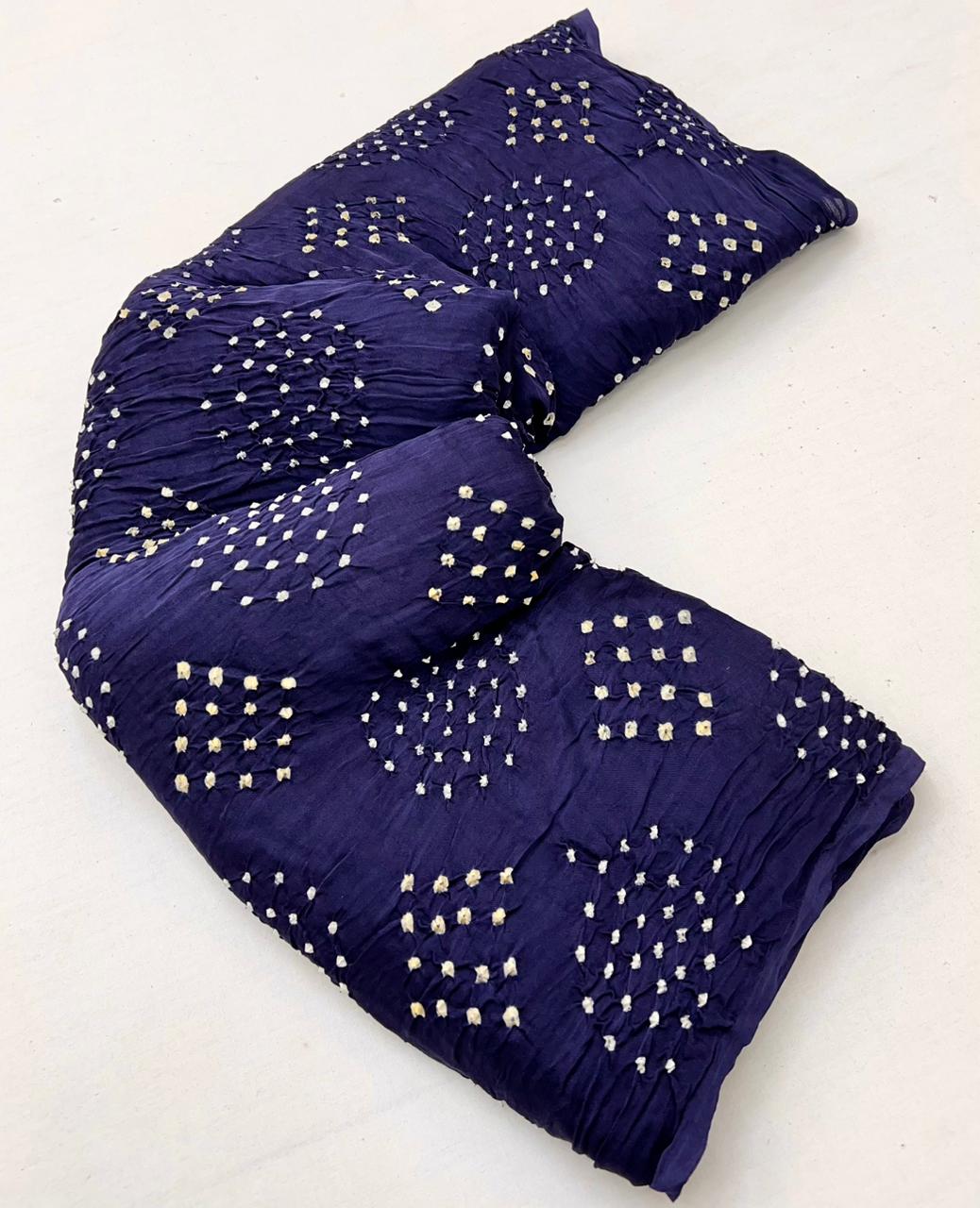 Egyptian Blue Pure Bandhni Zari Pallu Modal Soft Silk Saree With Blouse