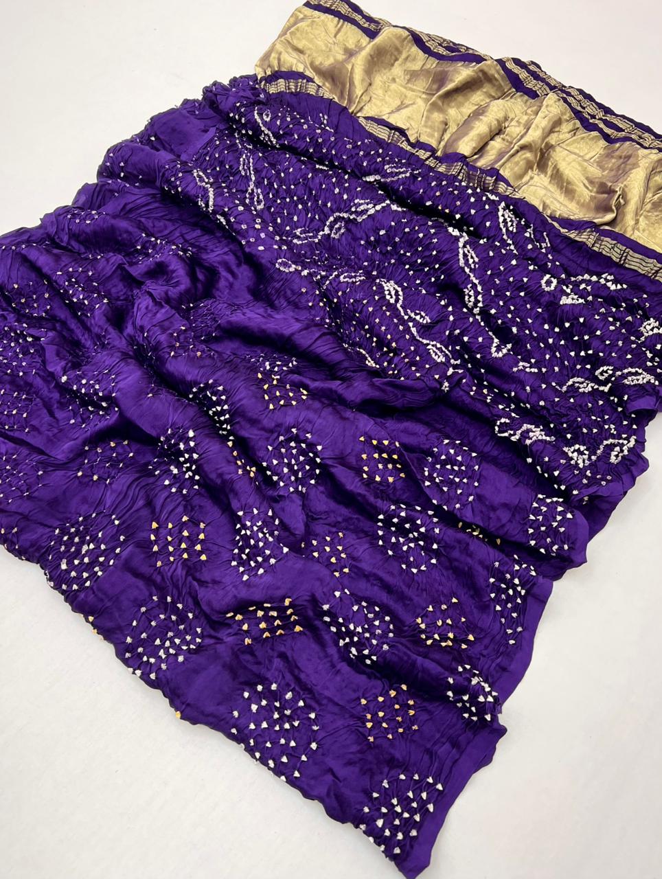 Cherry Pie Pure Bandhni Zari Pallu Modal Soft Silk Saree With Blouse