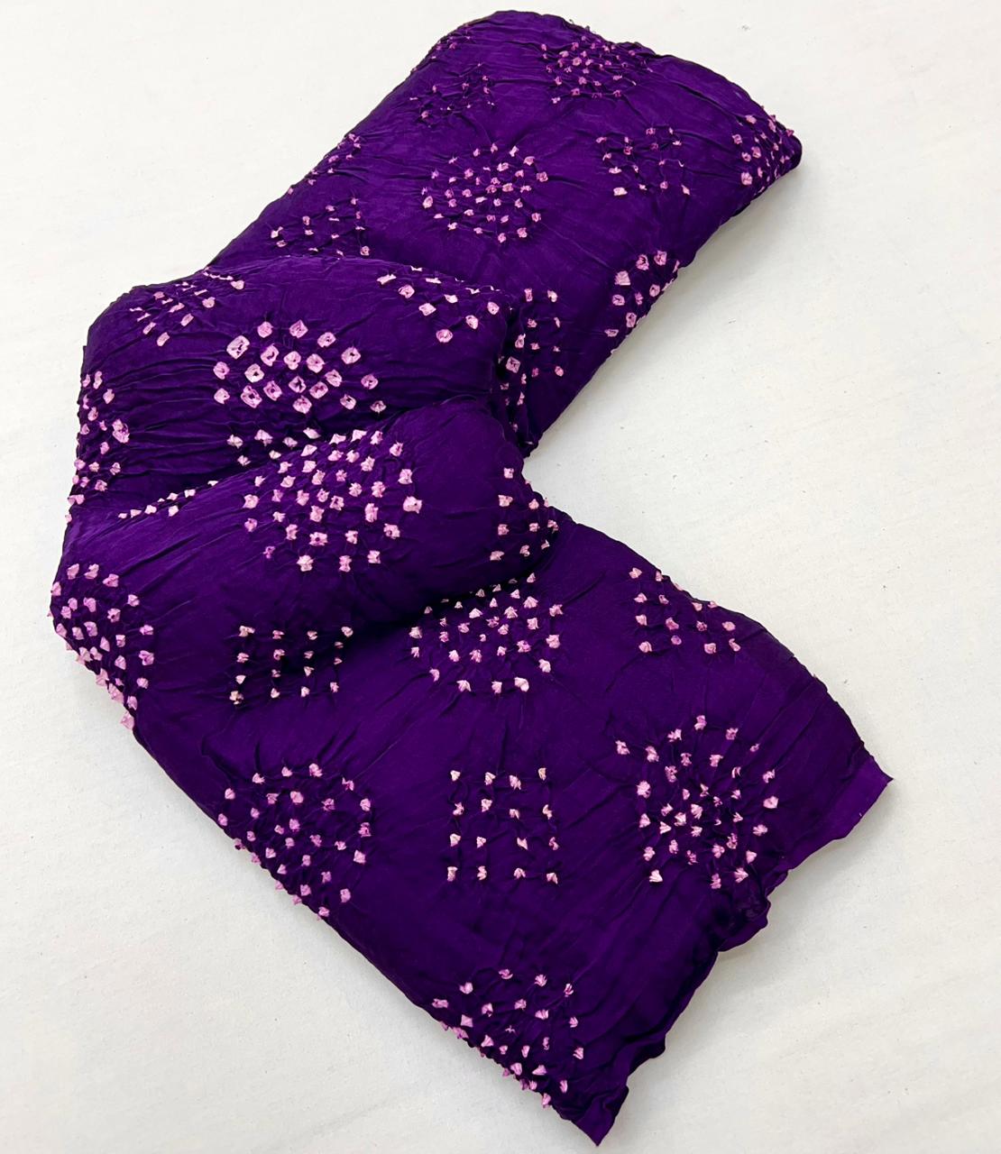 Royal Purple Pure Bandhni Zari Pallu Modal Soft Silk Saree With Blouse