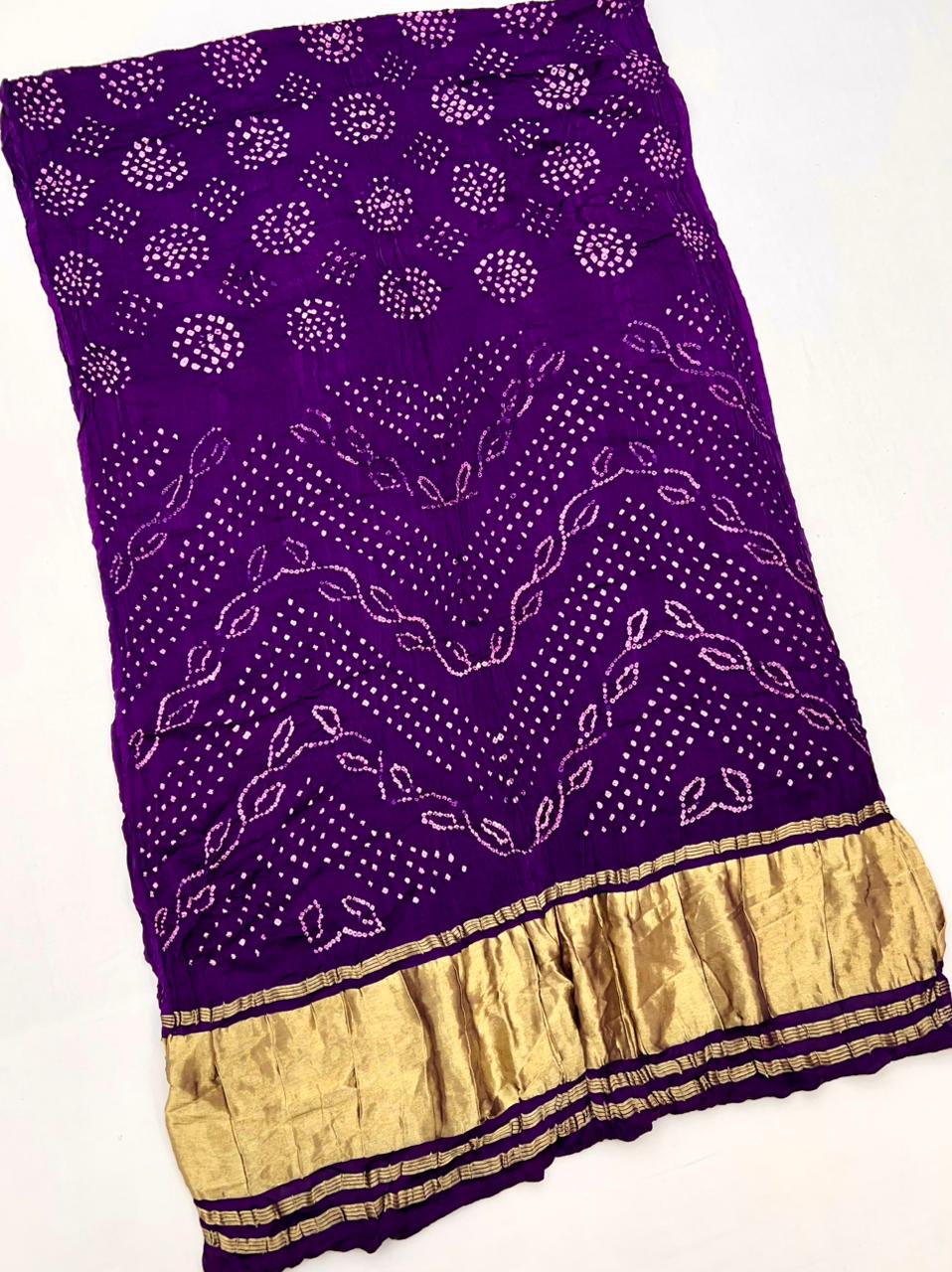 Royal Purple Pure Bandhni Zari Pallu Modal Soft Silk Saree With Blouse