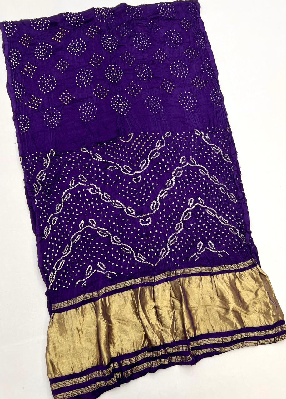 Cherry Pie Pure Bandhni Zari Pallu Modal Soft Silk Saree With Blouse