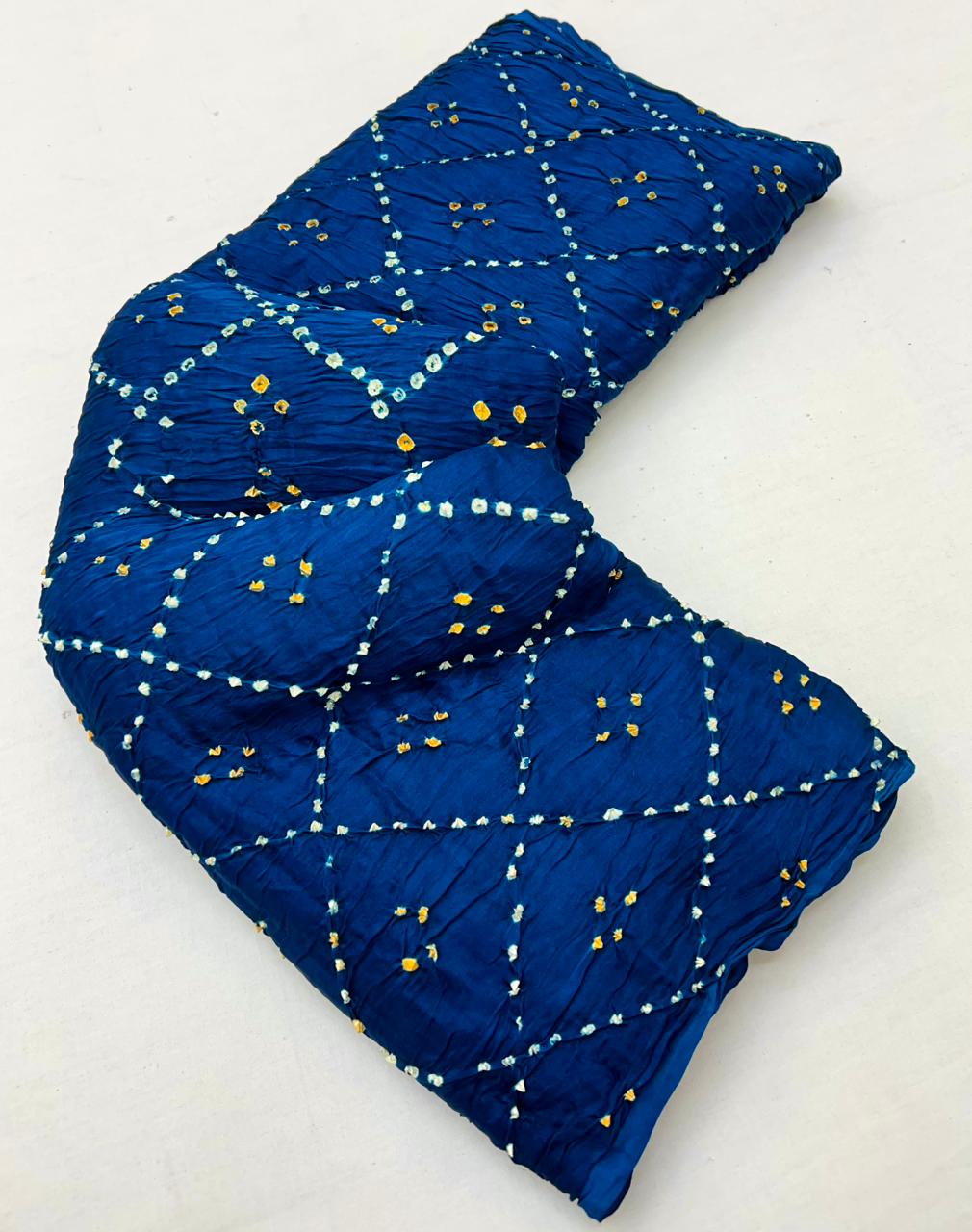 Regal Blue Pure Bandhni Zari Pallu Modal Soft Silk Saree With Blouse