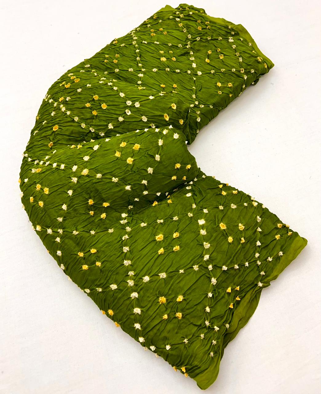 Fragrant Green Pure Bandhej Zari Pallu Modal Soft Silk Saree