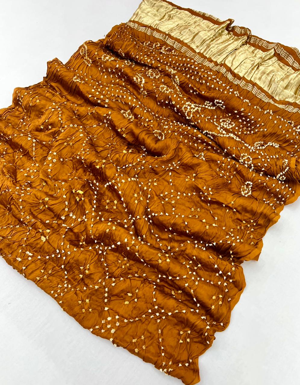 Dazzling Yellow Pure Bandhej Zari Pallu Modal Soft Silk Saree