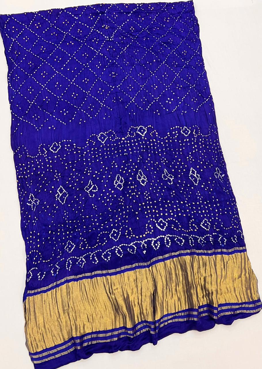 Inspiring Blue Pure Bandhej Zari Pallu Modal Soft Silk Saree