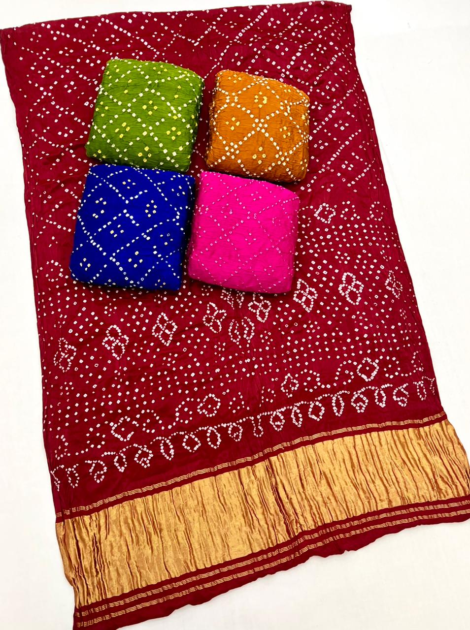 Fragrant Green Pure Bandhej Zari Pallu Modal Soft Silk Saree