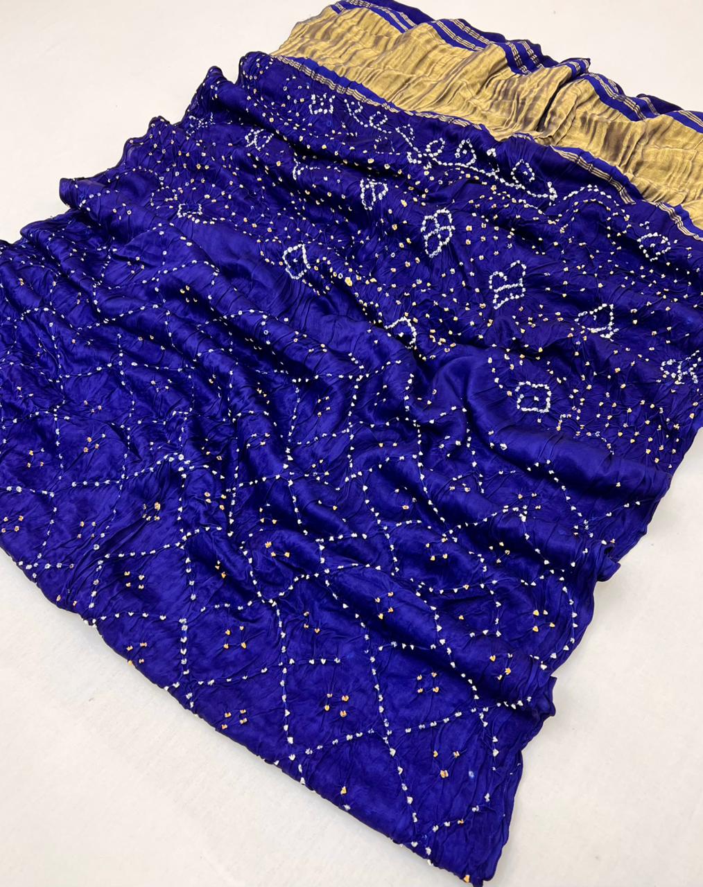 Inspiring Blue Pure Bandhej Zari Pallu Modal Soft Silk Saree