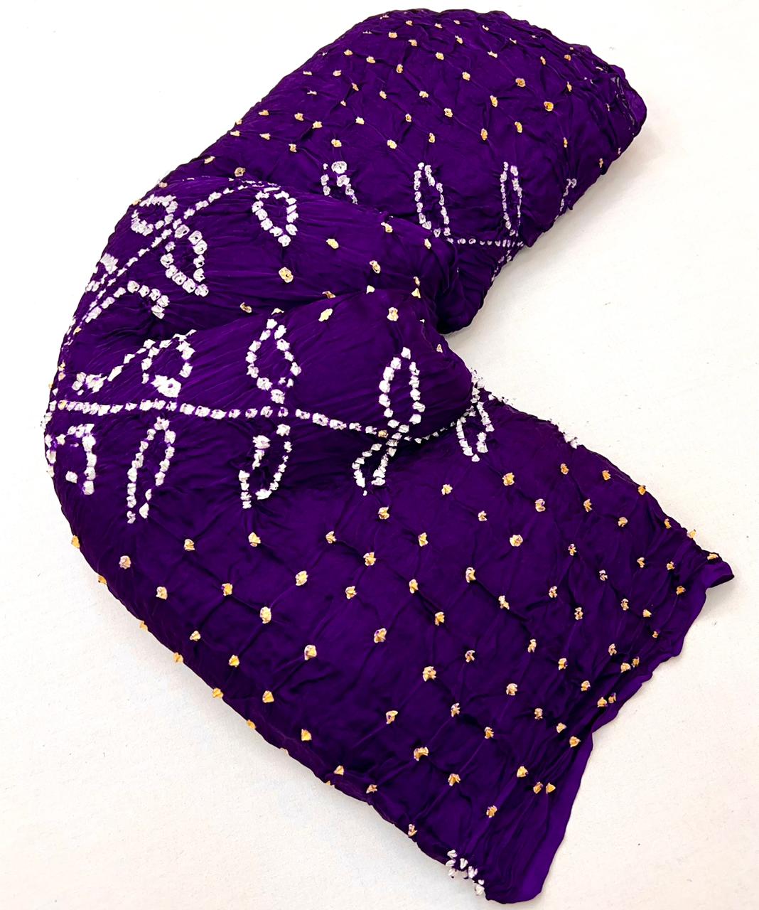 Opulent Purple Pure Bandhni Zari Pallu Modal Soft Silk Saree With Blouse