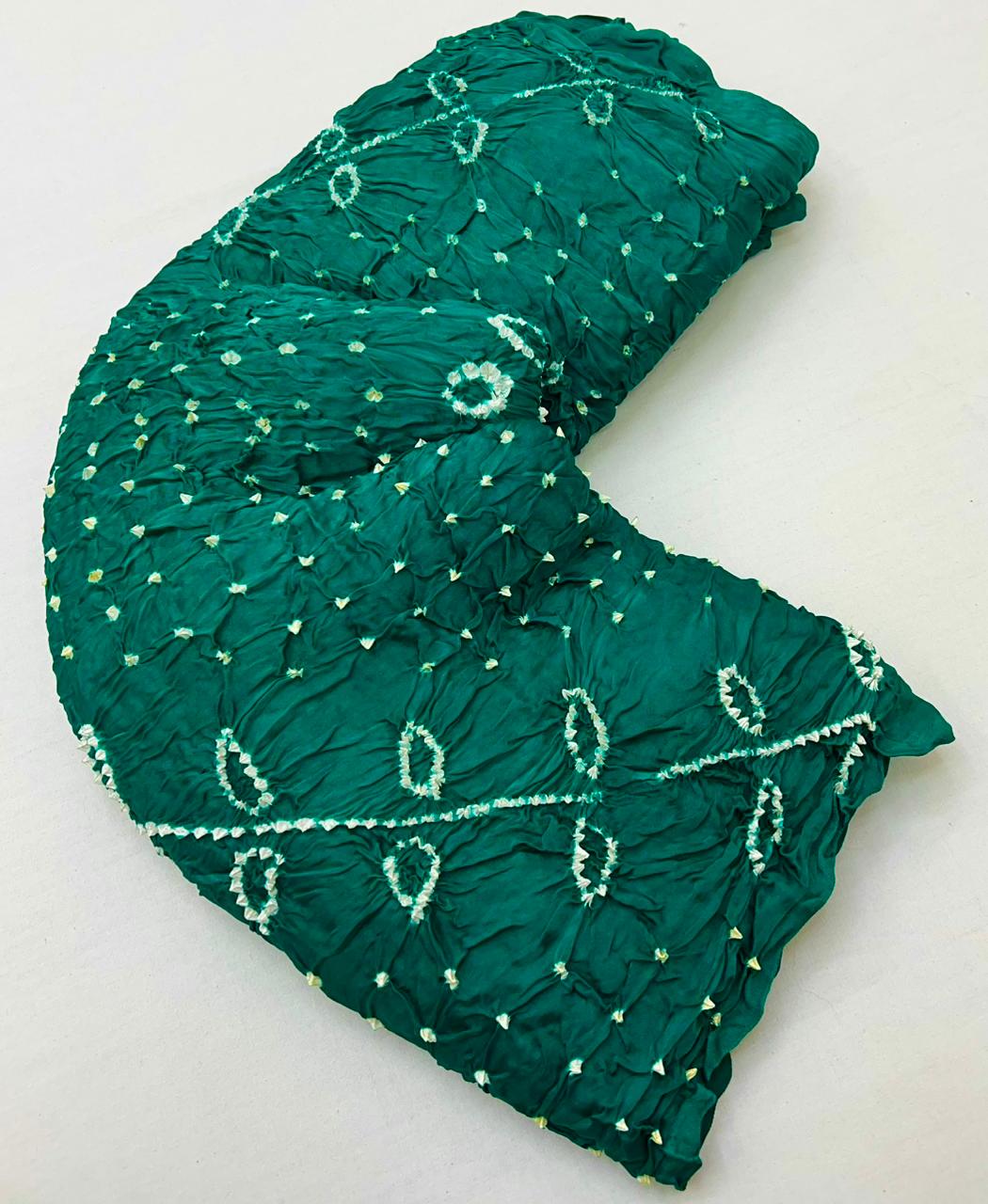Snazzy Teal Green Pure Bandhni Zari Pallu Modal Soft Silk Saree With Blouse