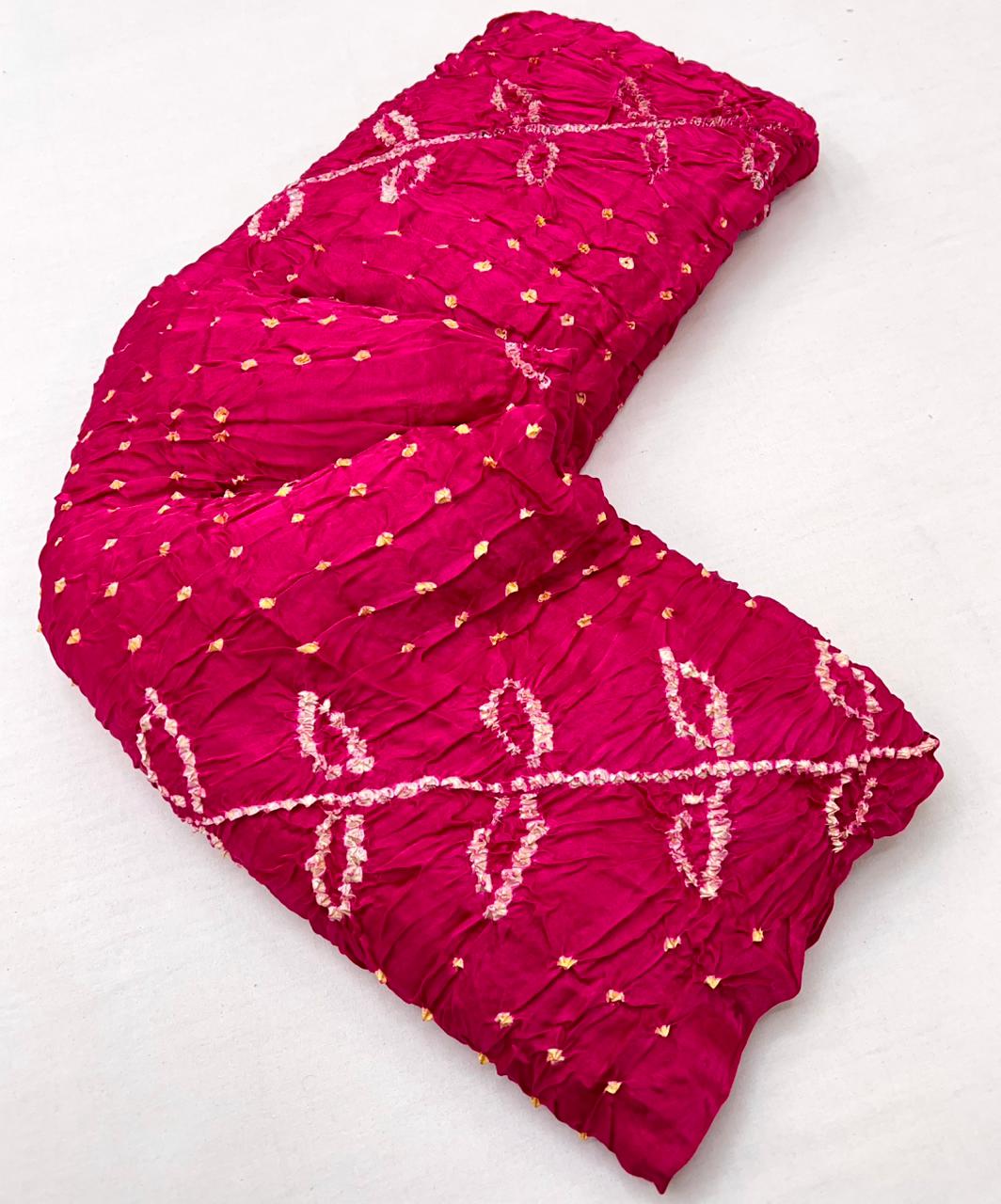 Desultory Red Pure Bandhni Zari Pallu Modal Soft Silk Saree With Blouse