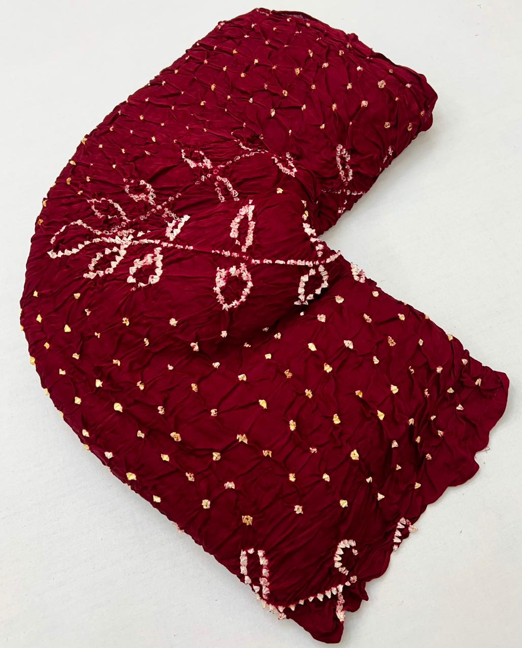 Blooming Maroon Pure Bandhni Zari Pallu Modal Soft Silk Saree With Blouse