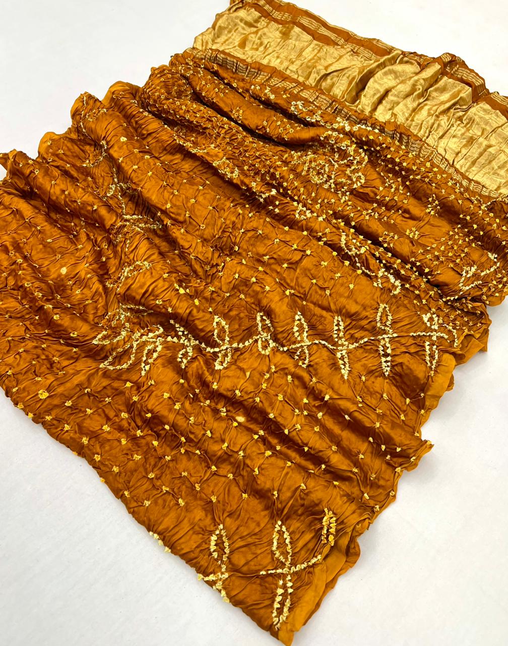 Excellent Yellow Pure Bandhni Zari Pallu Modal Soft Silk Saree With Blouse