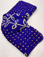 Designer Royal Blue Pure Bandhni Zari Pallu Modal Soft Silk Saree With Blouse
