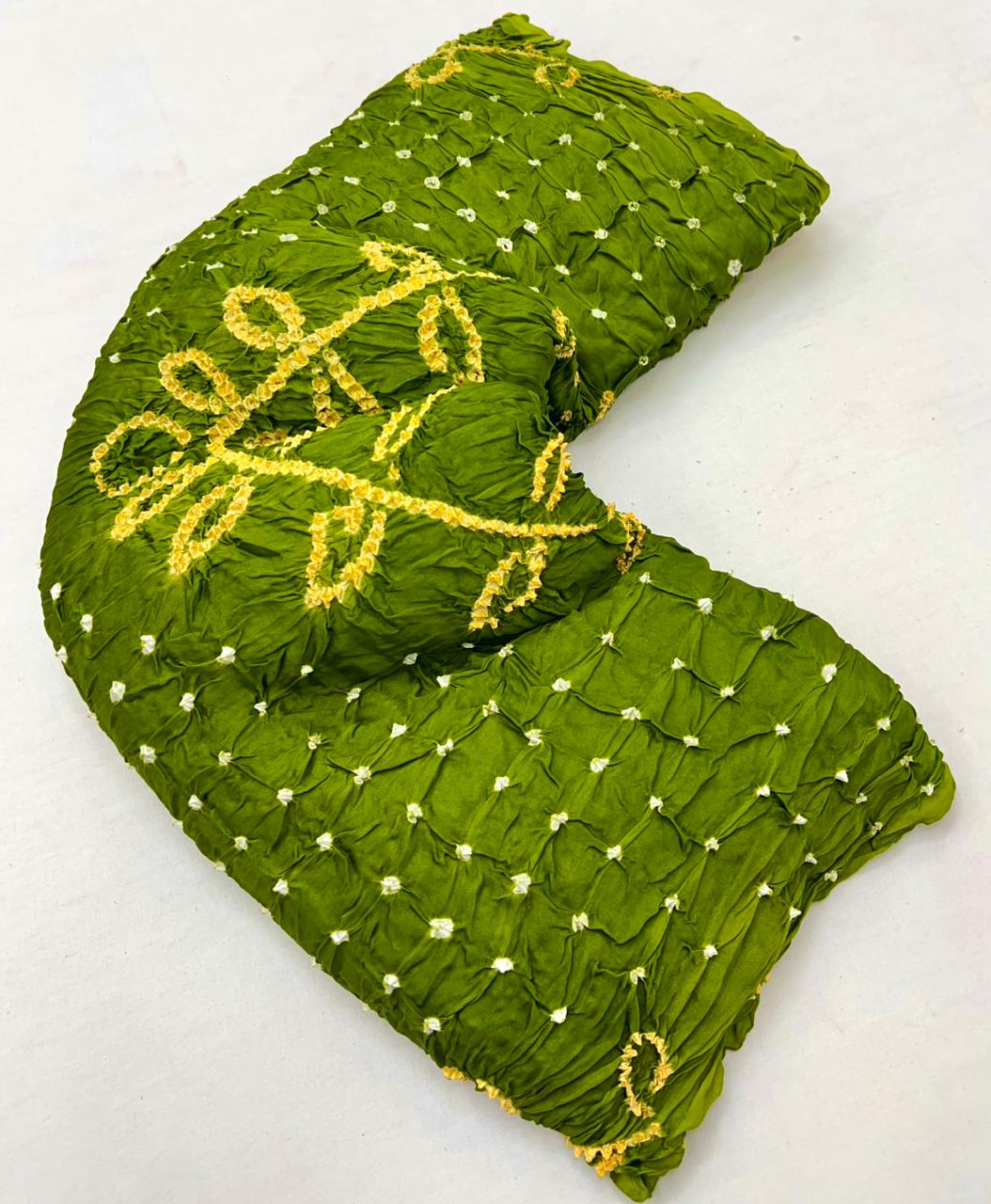 Sensational Green Pure Bandhni Zari Pallu Modal Soft Silk Saree With Blouse