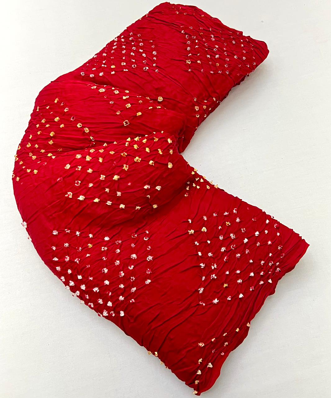 Imaginative Red Pure Bandhni Zari Pallu Modal Soft Silk Saree With Blouse