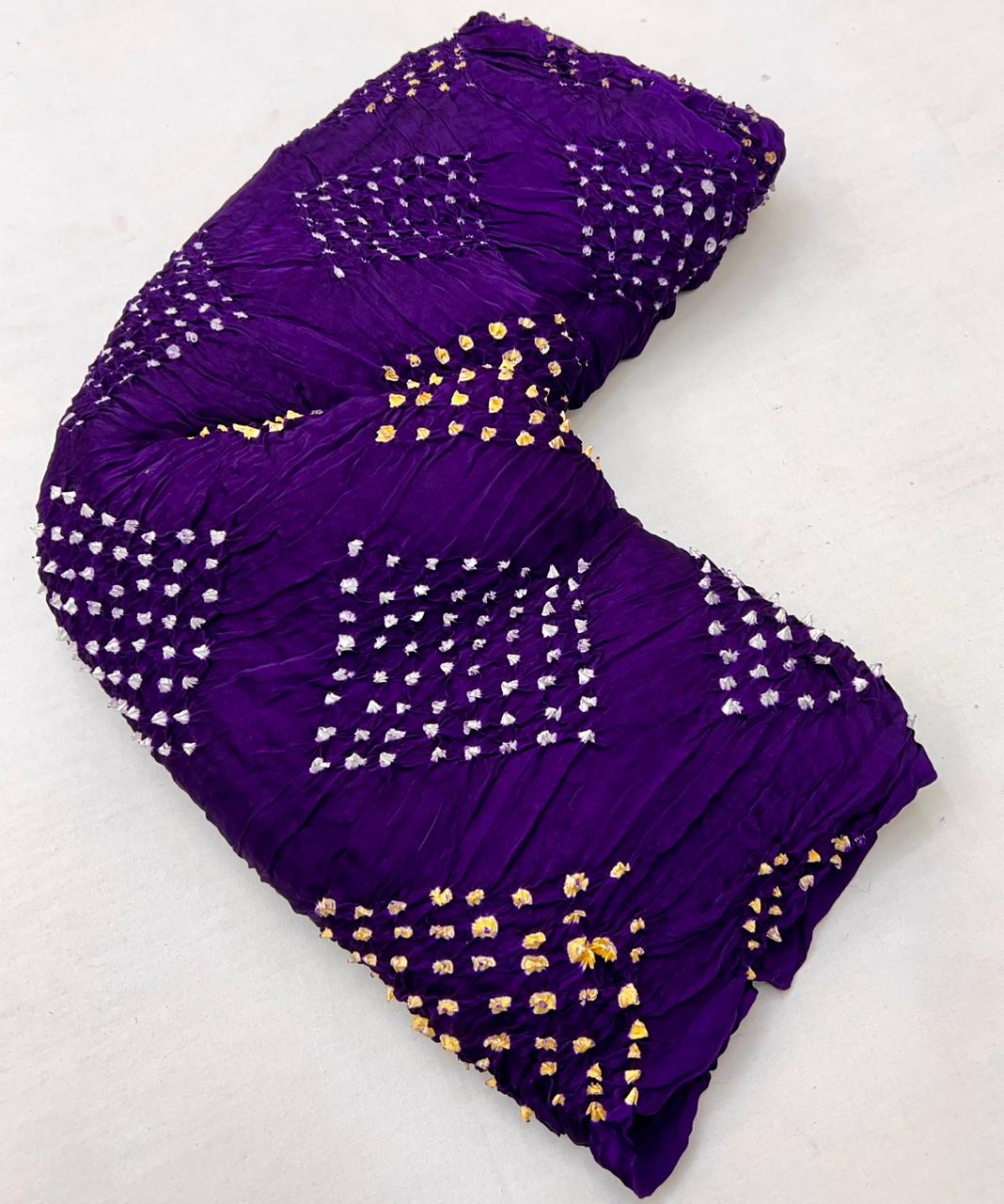 Fairytale Purple Pure Bandhni Zari Pallu Modal Soft Silk Saree With Blouse