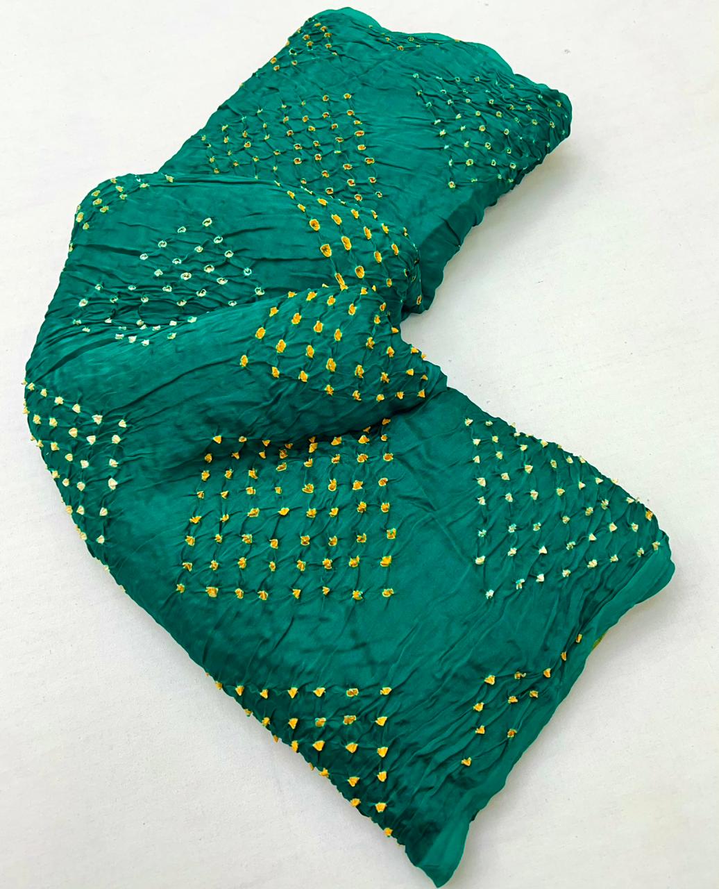 staylish Surfie Green Pure Bandhni Zari Pallu Modal Soft Silk Saree With Blouse