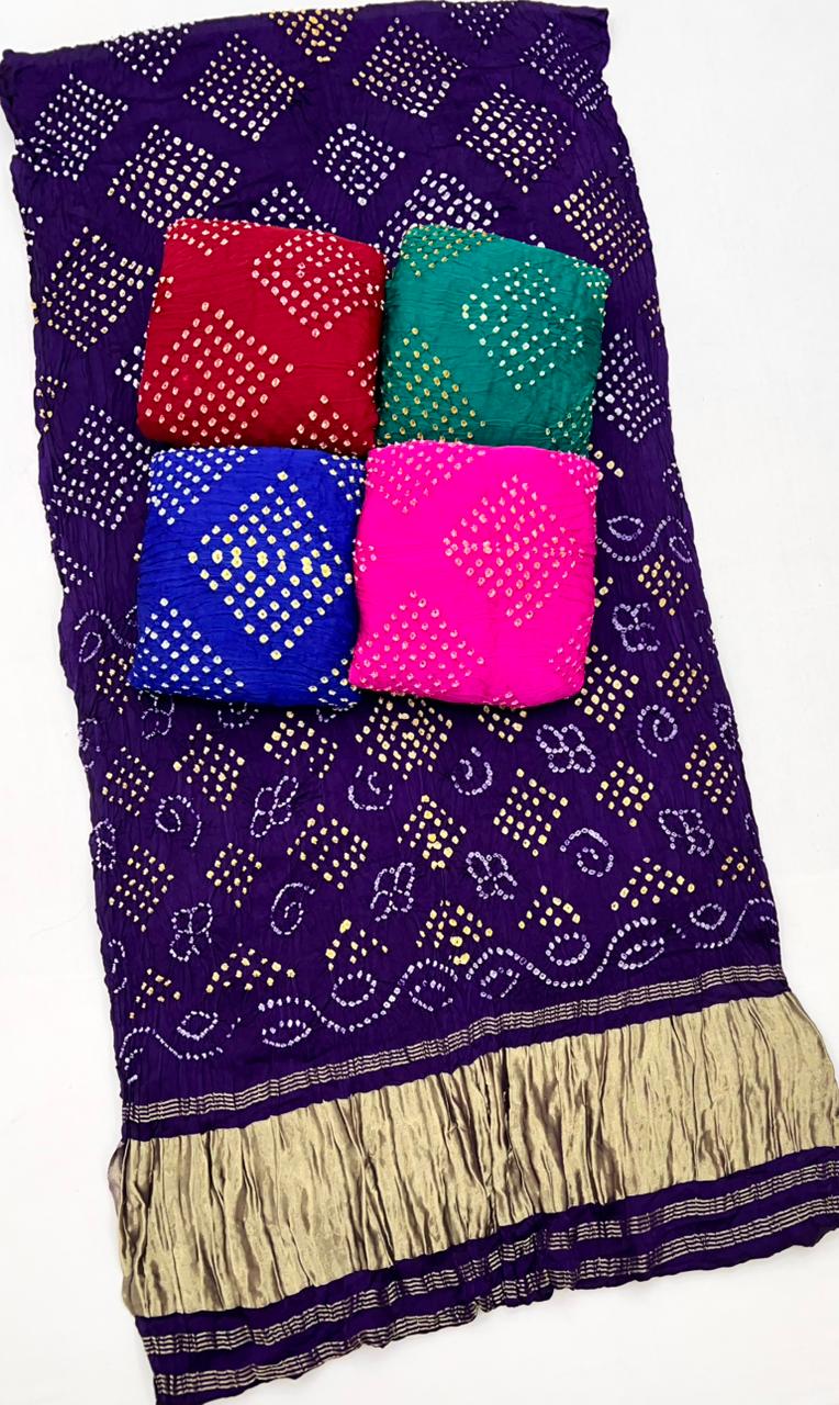 Charming Maroon Pure Bandhni Zari Pallu Modal Soft Silk Saree With Blouse