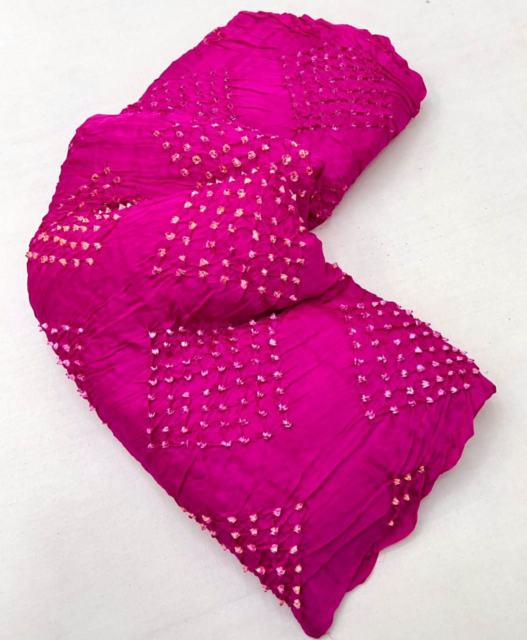 Stylish Pink Pure Bandhni Zari Pallu Modal Soft Silk Saree With Blouse