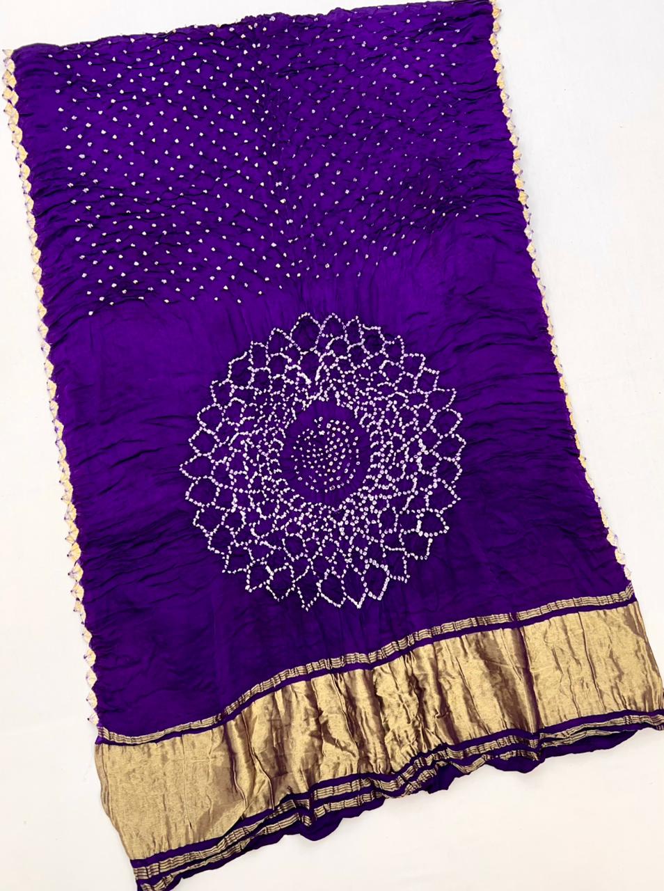 Splendorous Purple Pure Bandhni Zari Pallu Modal Soft Silk Saree With Blouse