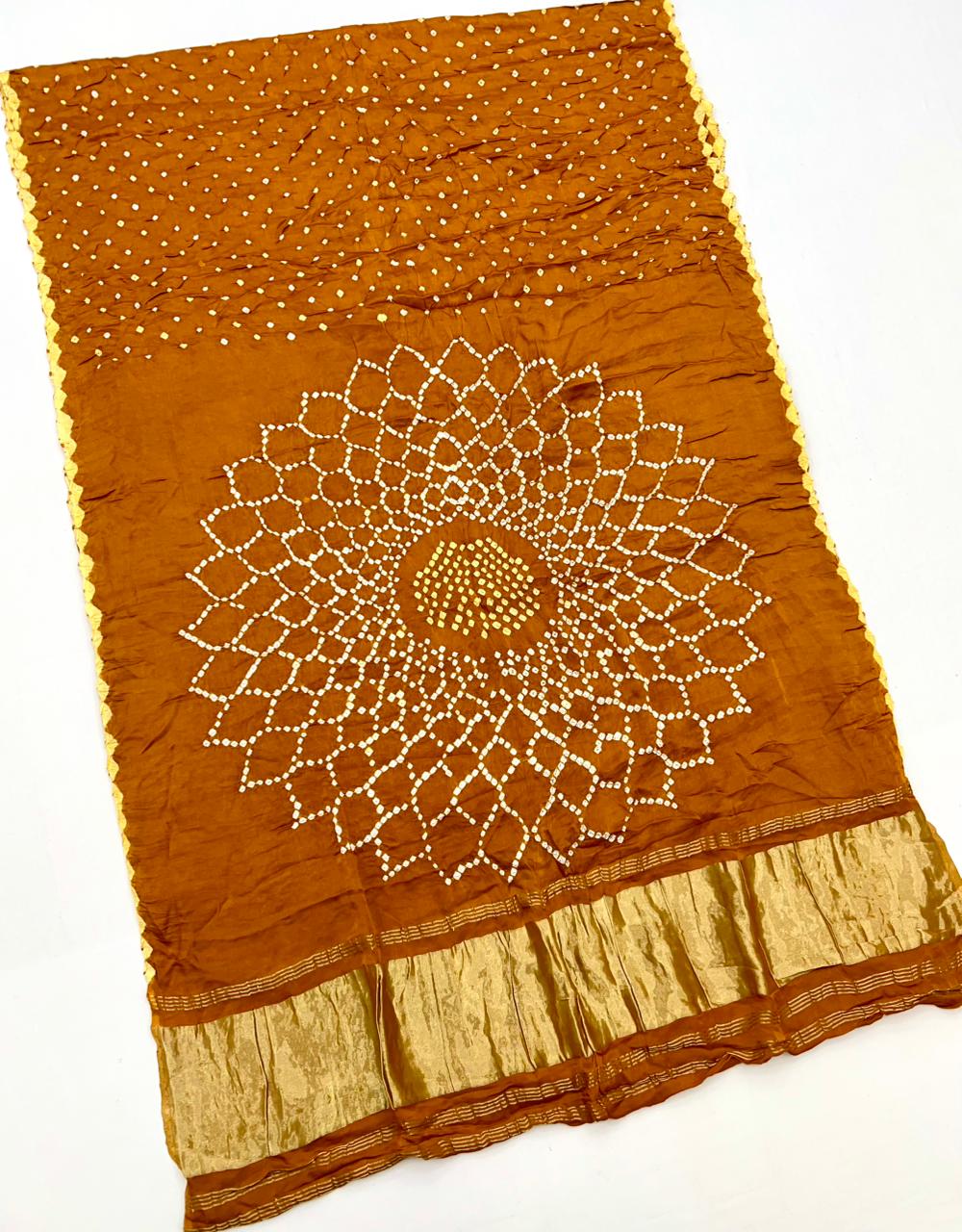 Incredible Yellow Pure Bandhni Zari Pallu Modal Soft Silk Saree With Blouse