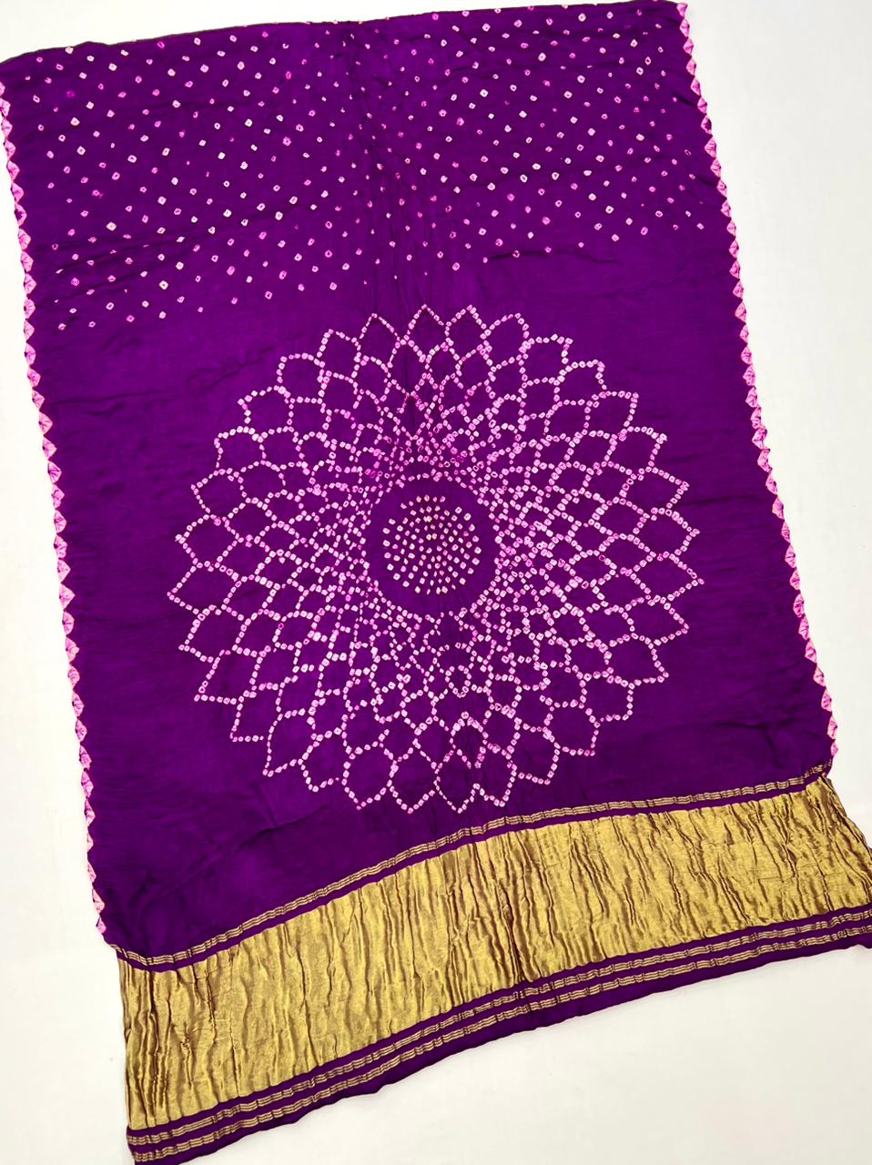 Arresting Purple Pure Bandhni Zari Pallu Modal Soft Silk Saree With Blouse