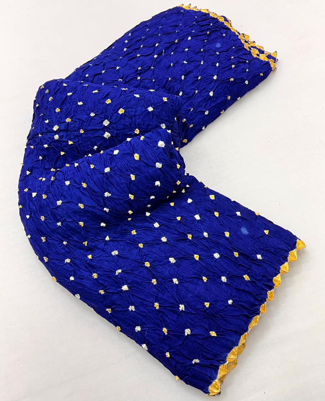 Eloquence Royal Blue Pure Bandhni Zari Pallu Modal Soft Silk Saree With Blouse