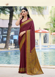 Maroon Oak The Royale Weave Printed Crepe Silk Saree