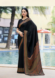 Almost Black The Royale Weave Printed Crepe Silk Saree