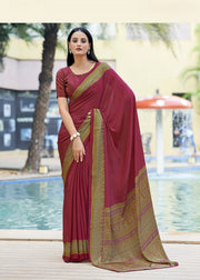 Rose Pink The Royale Weave Printed Crepe Silk Saree