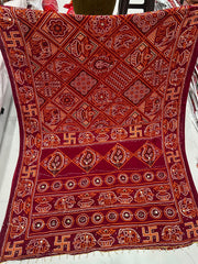 Maroon soft cotton modal bandhani Aari Work Saree With Blouse