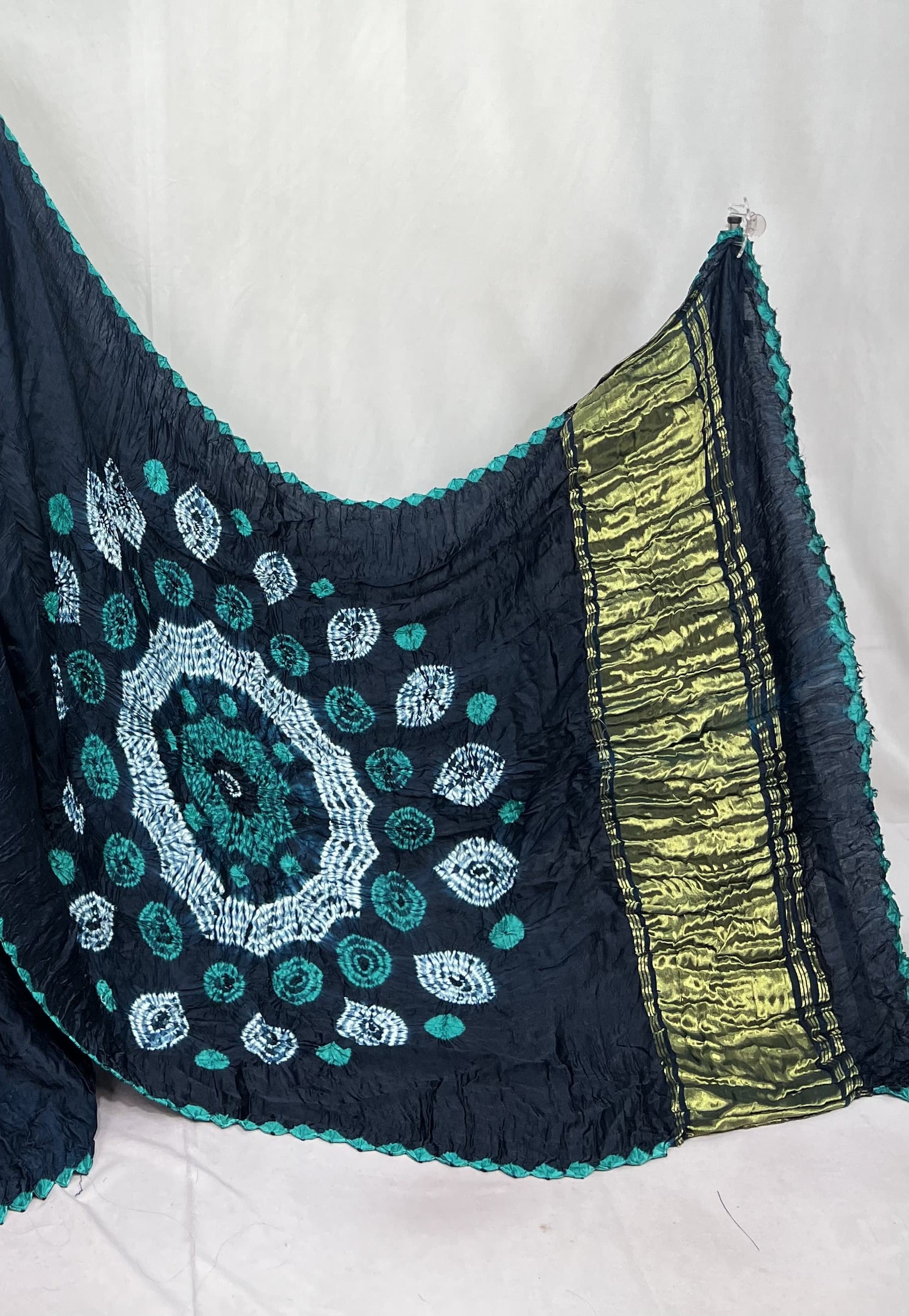 New Fancy Indigo Shibori Bandhni Border Pure Modal Silk Plian Saree