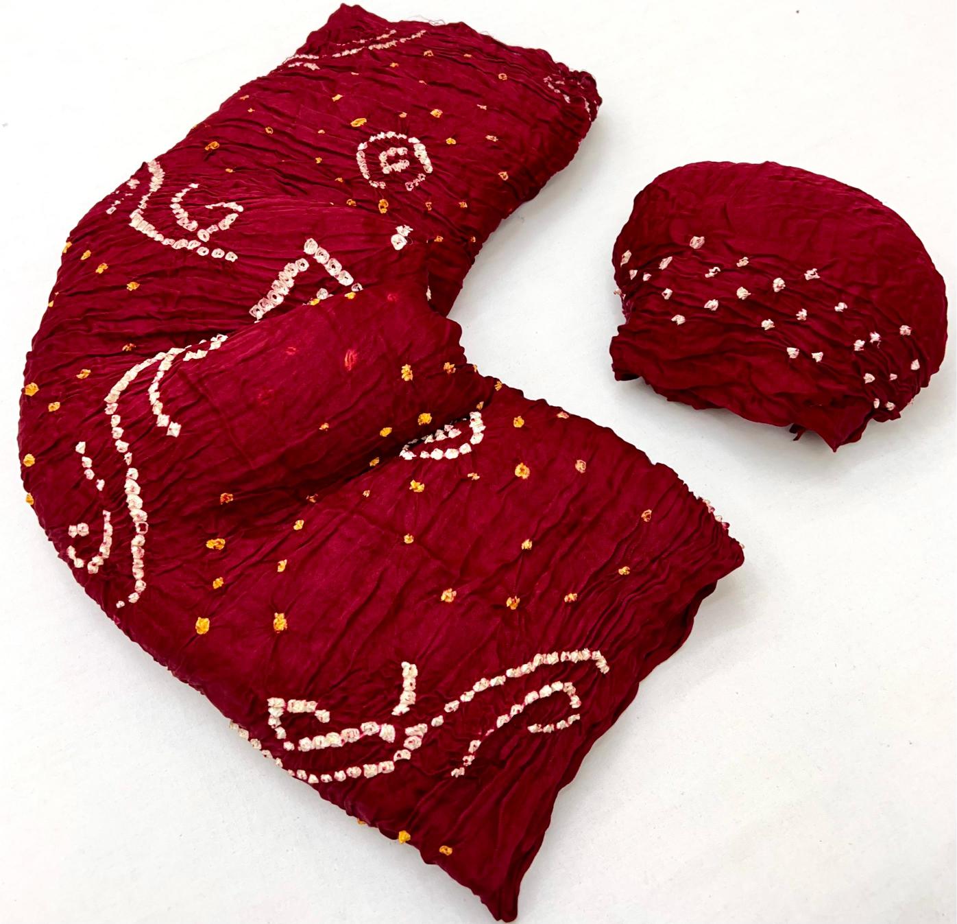 Rosewood Maroon Pure Bandhni Zari Pallu Modal Soft Silk Saree