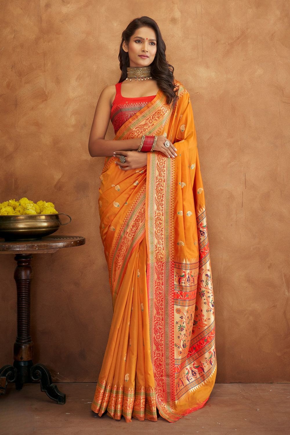 Vibrant Yellow Soft Silk Saree with Zari Border