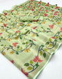 Artichoke Parrot Digital Printed Linen Soft Saree Blouse Piece