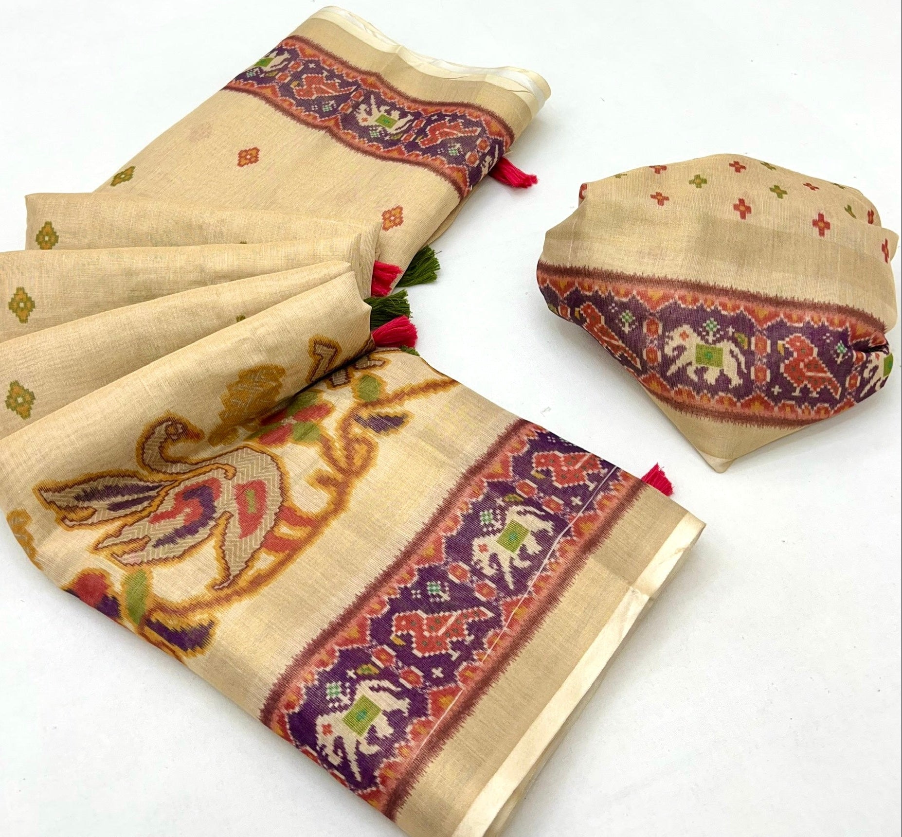 Ephemeral Yellow Digital Printed Linen Soft Saree