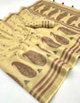 Cadmium Yellow Digital Printed Linen Soft Saree