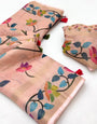 Apricot Peach Digital Printed Linen Soft Saree Blouse Piece