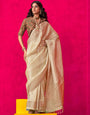 Beige Tissue Silk Party Saree