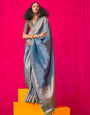 Carolina Blue Tissue Silk Party Saree