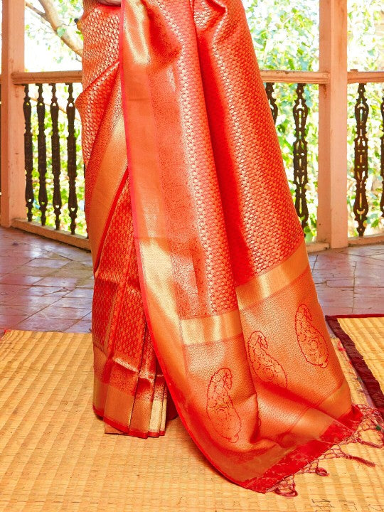 Orange Kanjivaram Silk Saree