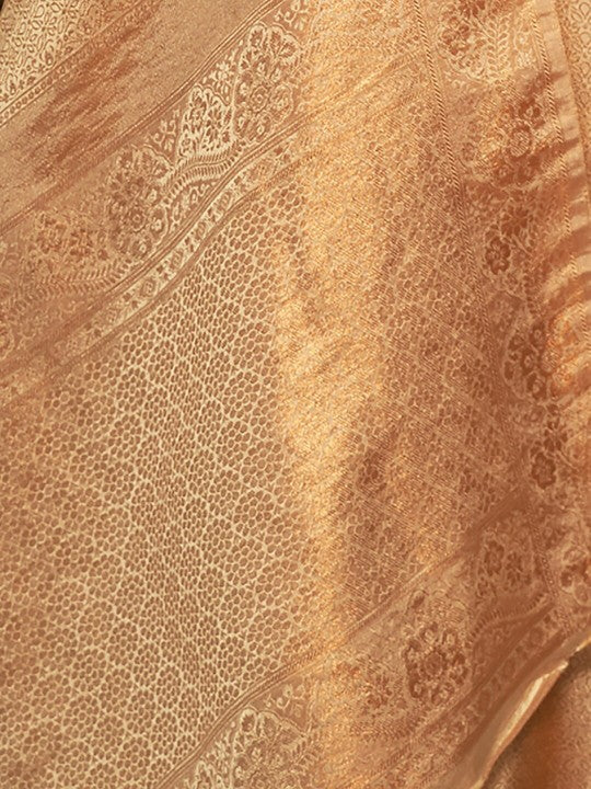 Champagne  kanjivaram Soft Silk Saree With Blouse