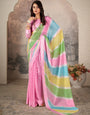 New Vibrant Leheriya Ethnic Party Wear Saree with Matching Blouse 1003