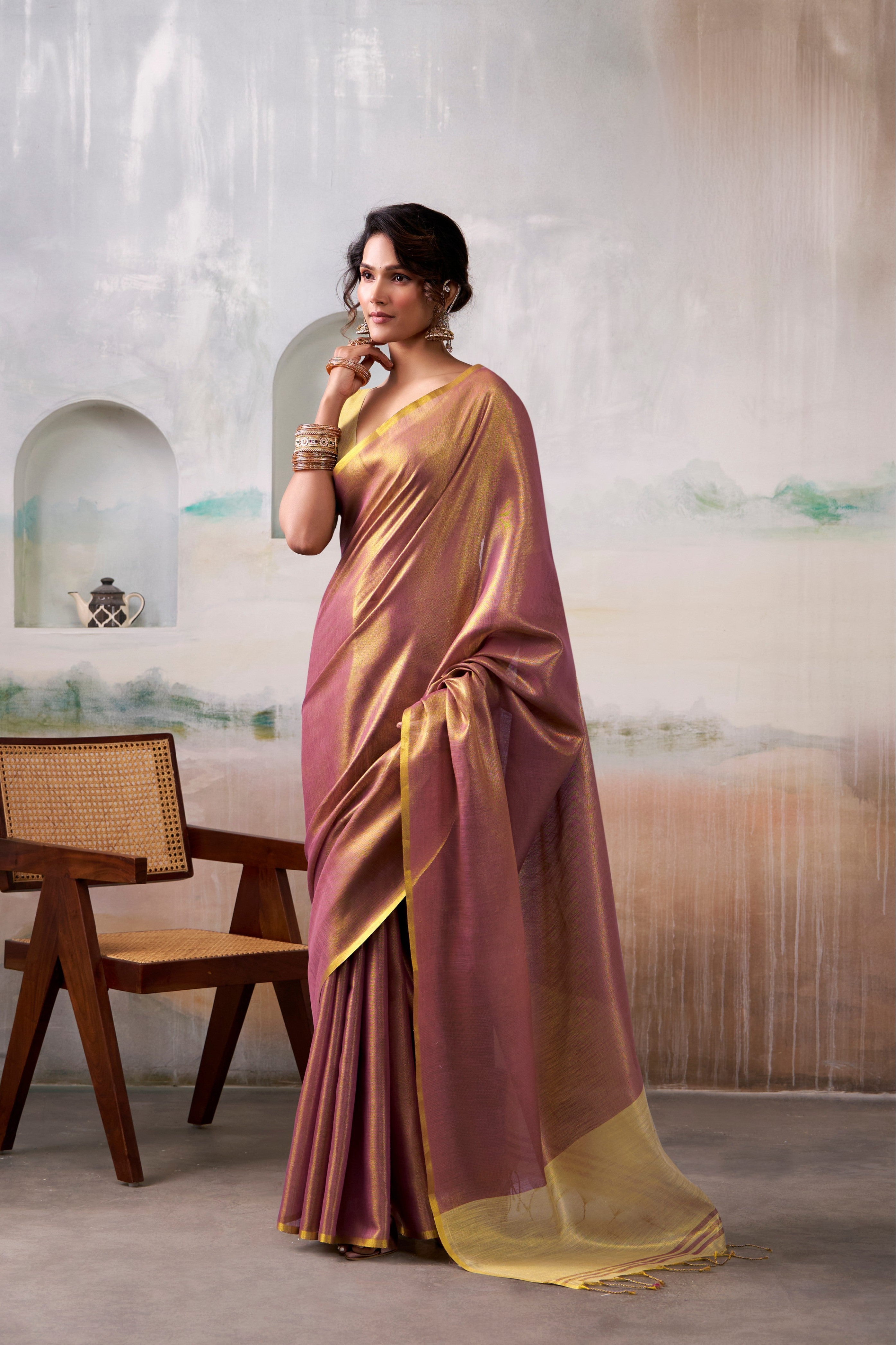 Pharlap Purple Woven Tissue Soft Silk Saree