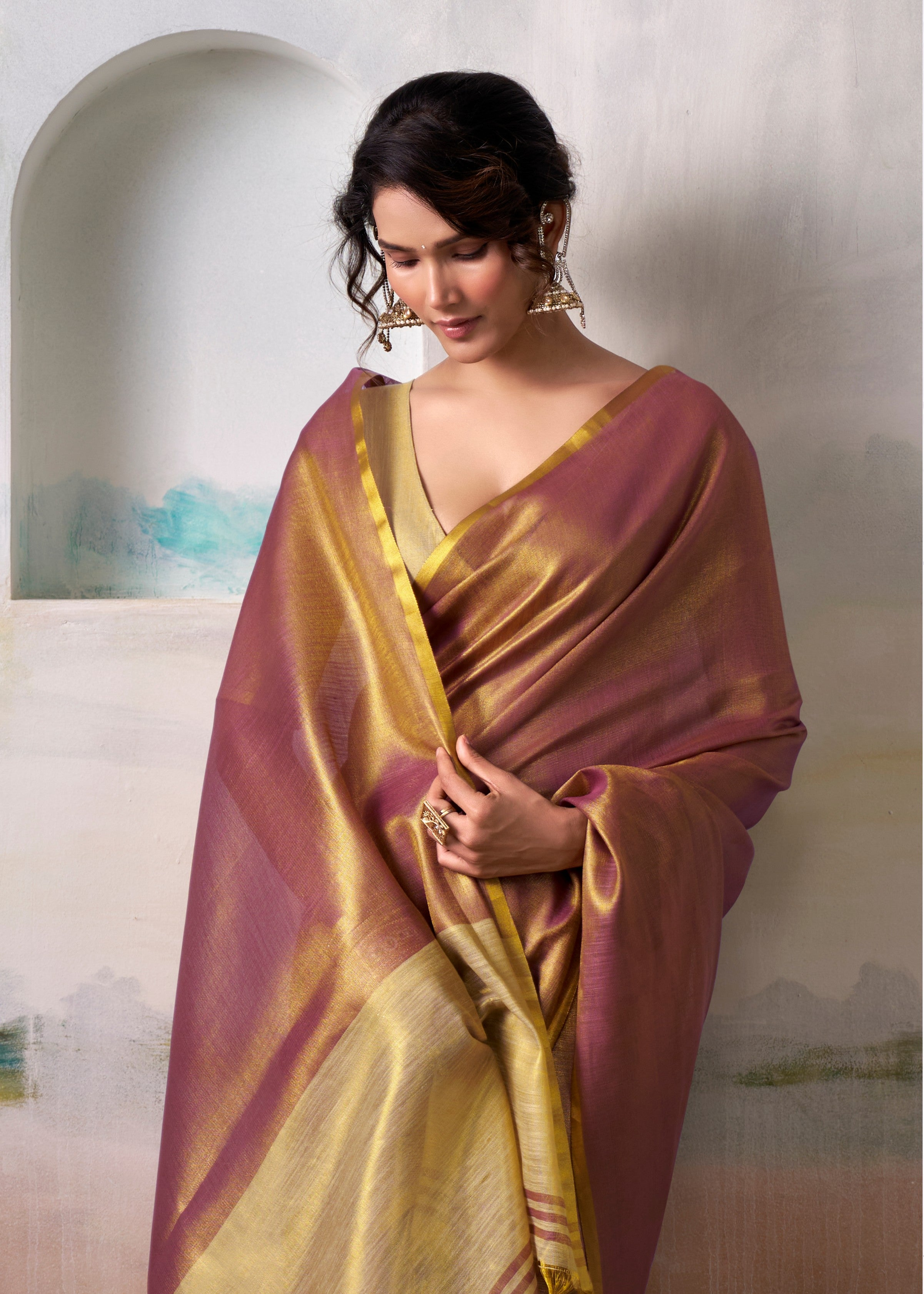 Pharlap Purple Woven Tissue Soft Silk Saree