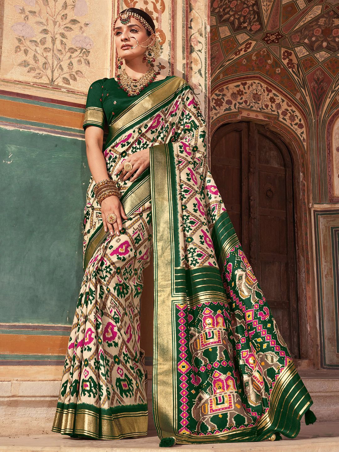 Luxurious Green Patola Silk Saree