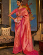 Pleasant Orange Kanjivaram Silk Saree With Bewitching Blouse Piece