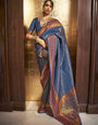 Firozi Kanjivaram Pure Soft Silk Saree With Blouse