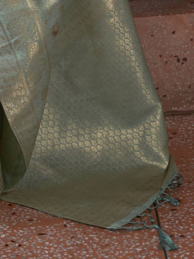 Wonderful Sea Green Soft Banarasi Silk Saree With Mesmerising Blouse Piece
